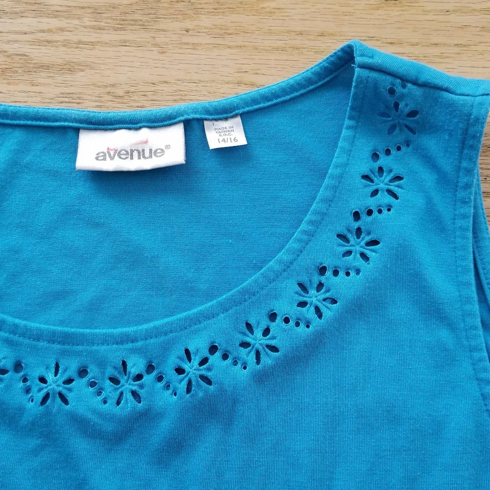 Avenue Womens Plus Size 14/16 Cobalt Blue Tank Top Shirt